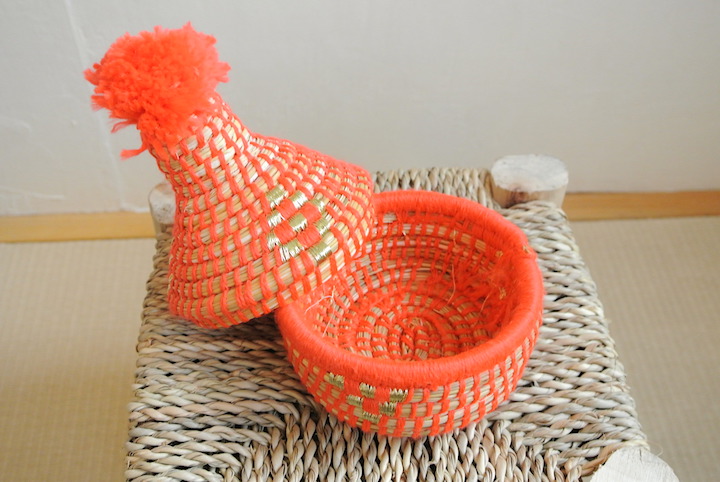 ”モロッコ蓋つきかご小物入れS