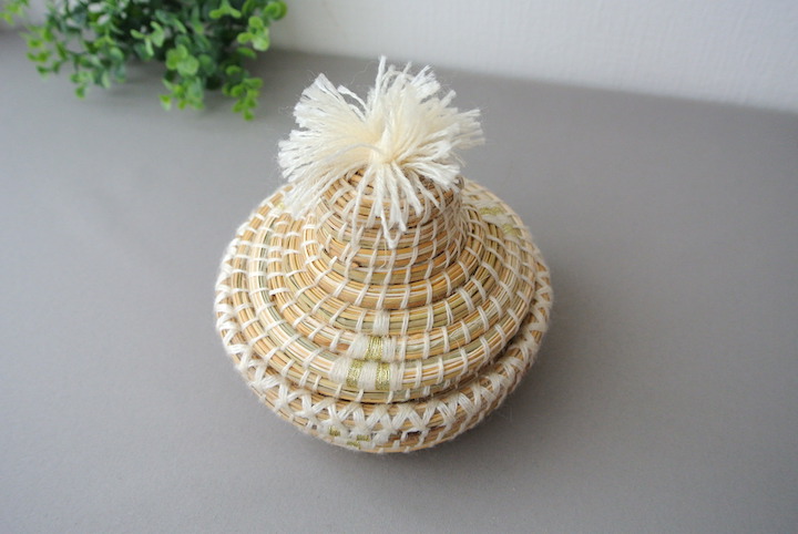 ”モロッコ蓋つきかご小物入れS